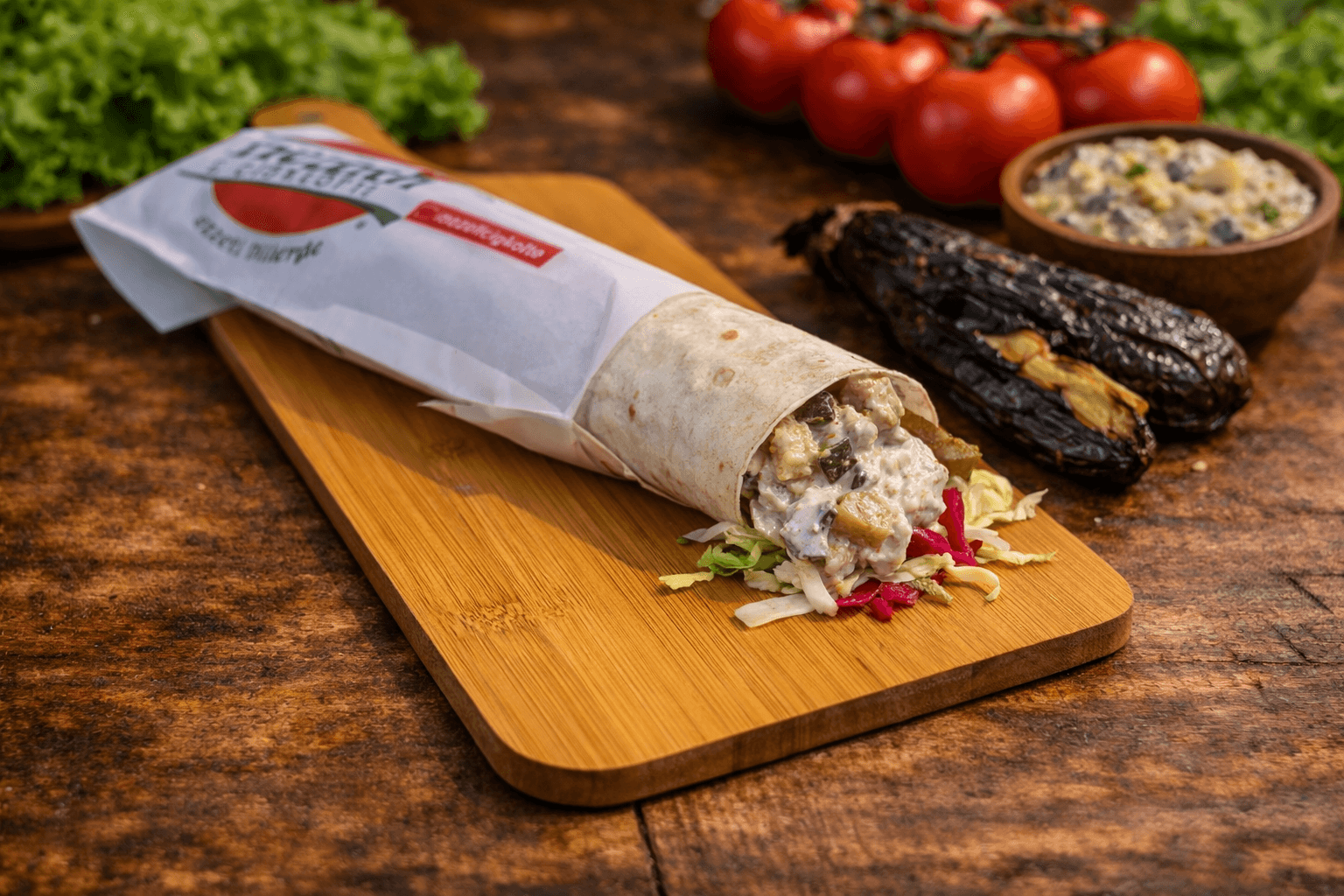 Patlıcan Taratorlu Çiğköfte Dürüm